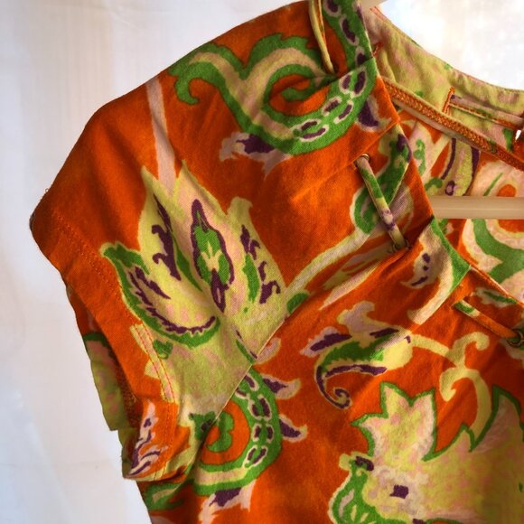 LAUREN RALPH LAUREN T-SHIRT ORANGE PAISLEY FLORAL MP NWOT - Picture 7 of 7